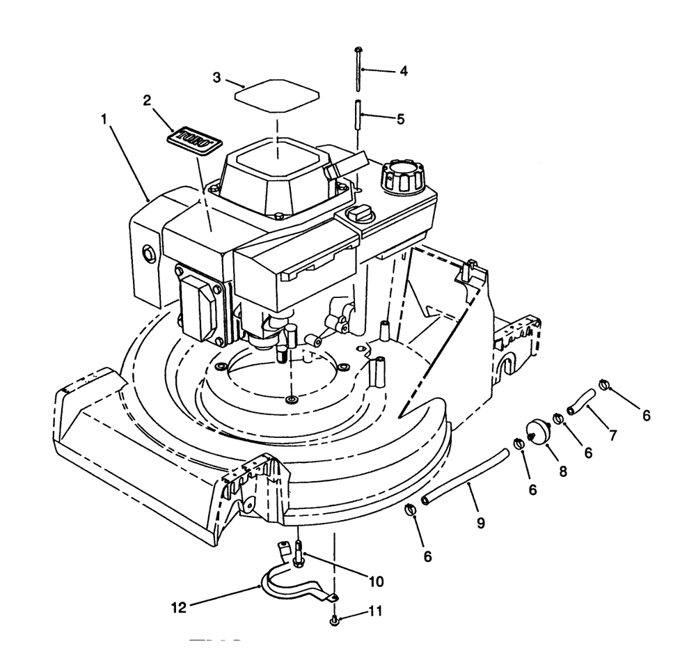 Engine Assembly Diagram and Parts List for 26622 0000001 - 0003100 Toro Lawn Mower