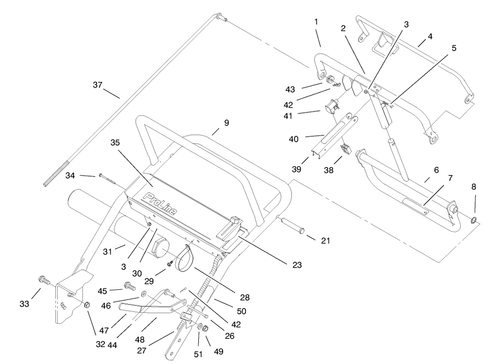 Handle Asm Diagram and Parts List for 30184 890001 - 899999 Toro Lawn Mower