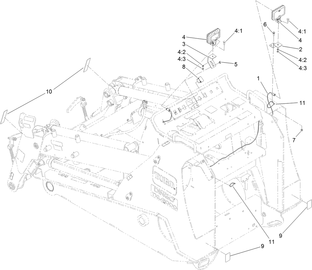 Light Assembly No. 136-4890 Diagram and Parts List for 136-4890  Toro Lawn Tractor Accessories