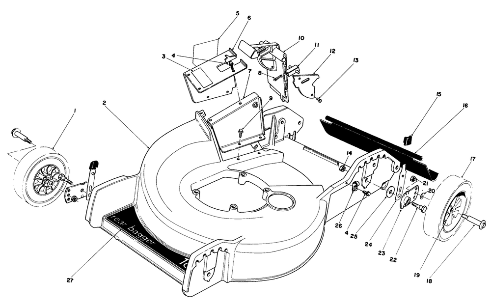 Housing Assembly Diagram and Parts List for 20577 4000001 - 4999999 Toro Lawn Mower