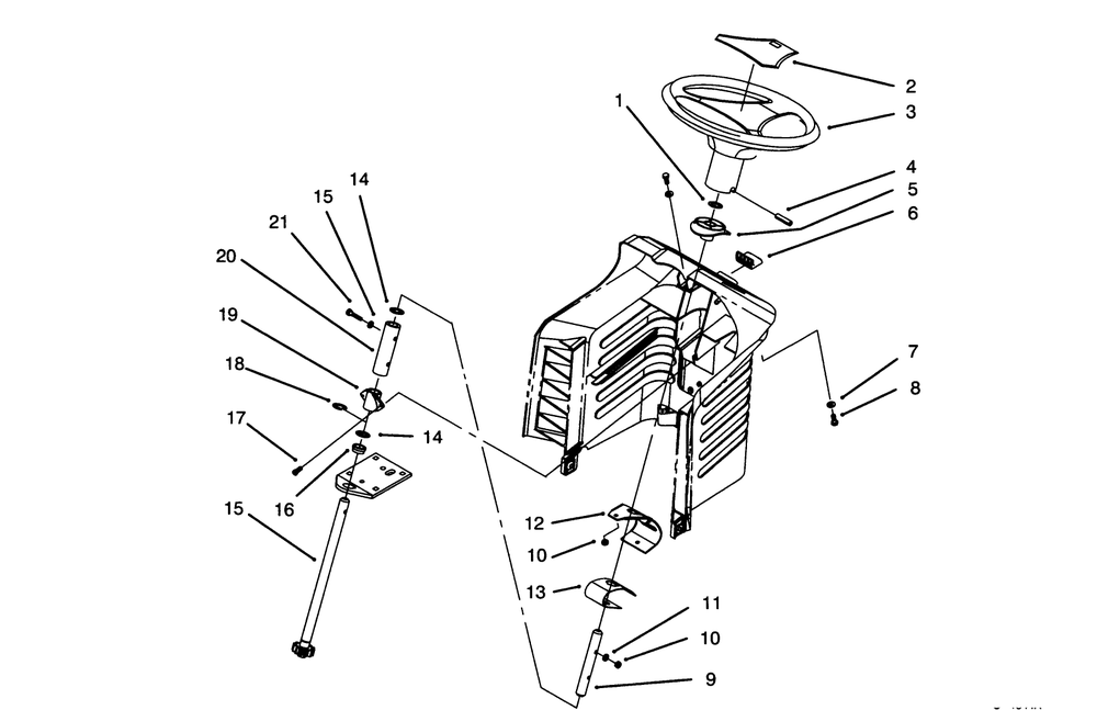 Steering Assembly Diagram and Parts List for 71205 59000001 - 59999999 Toro Lawn Tractor