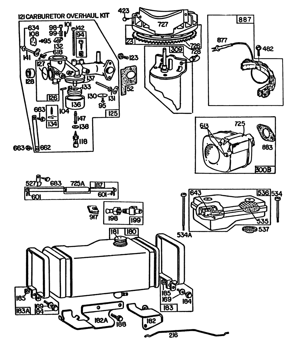 Engine Briggs & Stratton Model No. 252707-0633-01 Diagram and Parts List for 56155 5000001 - 5999999 Toro Lawn Tractor
