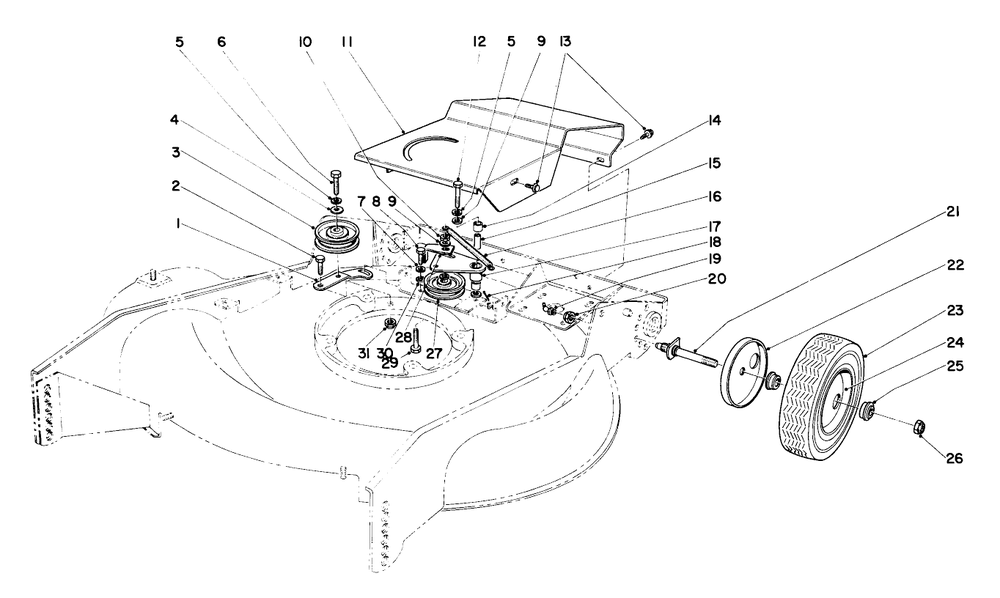 Rear Axle & Tire Assembly S. P. Model Diagram and Parts List for 23100 0000001 - 0999999 Toro Lawn Mower