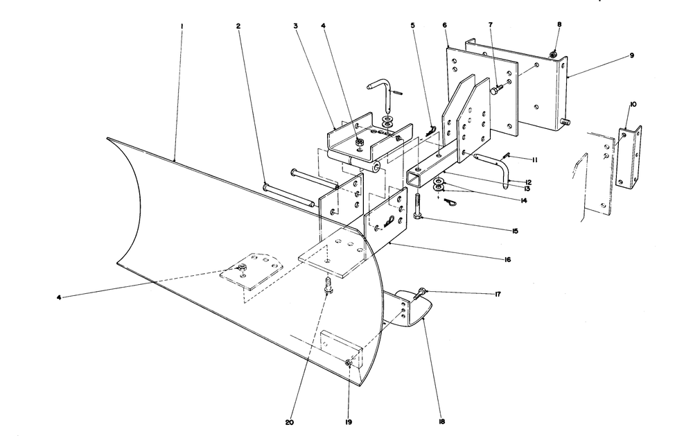 Grader Blade Assembly (Model No. 59099) (Optional) Diagram and Parts List for 38095 5000001 - 5999999 Toro Snow Blower