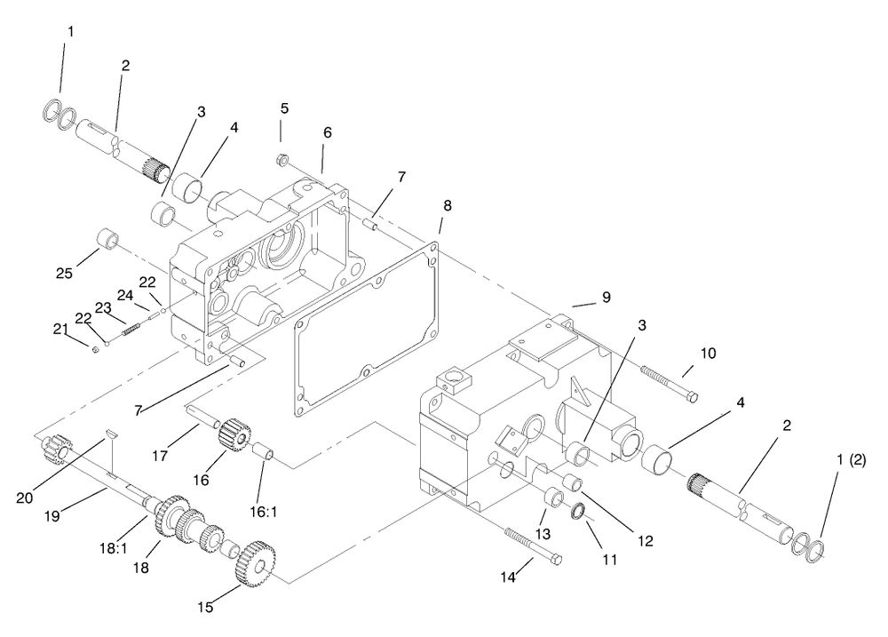 Transmission 8-Speed 4 Pinion Diagram and Parts List for 73428 8900001 - 8900499 Toro Lawn Tractor