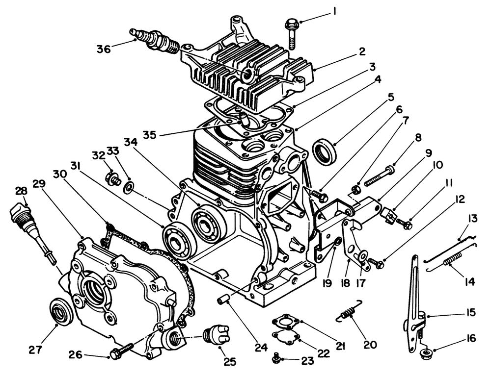 Crankcase Assembly Diagram and Parts List for 59270 4000001 - 4999999 Toro Engine