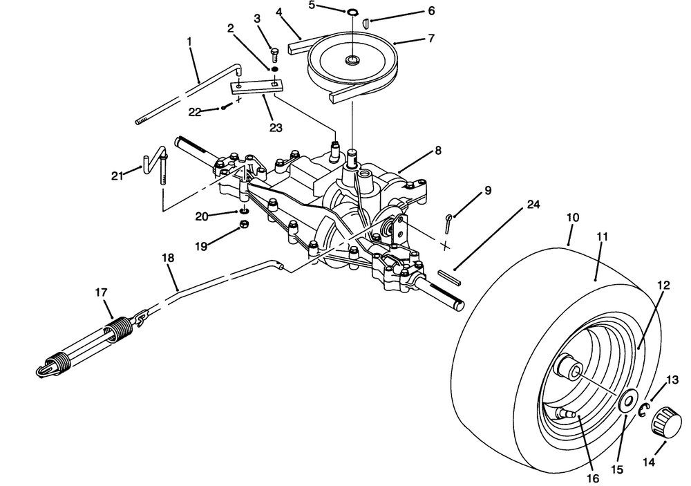 Rear Axle Assembly Diagram and Parts List for 70141 49000001 - 49999999 Toro Lawn Tractor