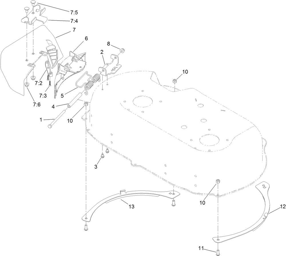 Side Discharge Chute Assembly Diagram and Parts List for 22200 (313000001-313999999)(2013) Toro Lawn Mower