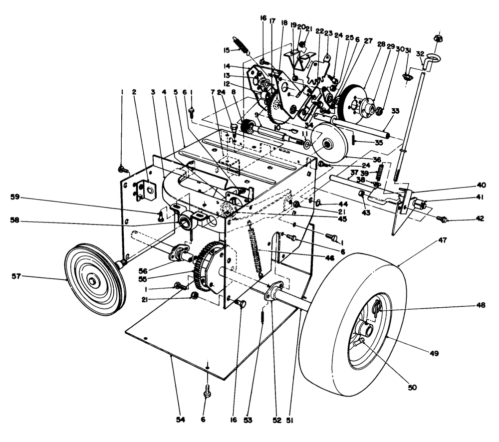 Traction Assembly Diagram and Parts List for 38054 1000001 - 1999999 Toro Snow Blower