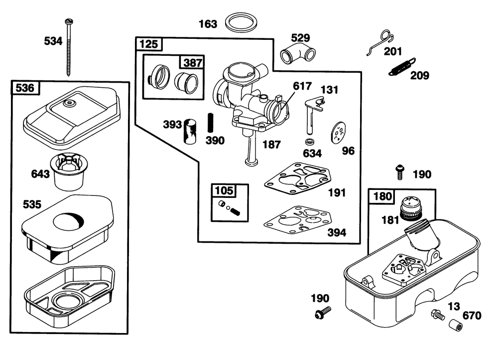 Engine Briggs & Stratton Model 95902-3153-01 Diagram and Parts List for 16411 3900001 - 3999999 Toro Lawn Mower