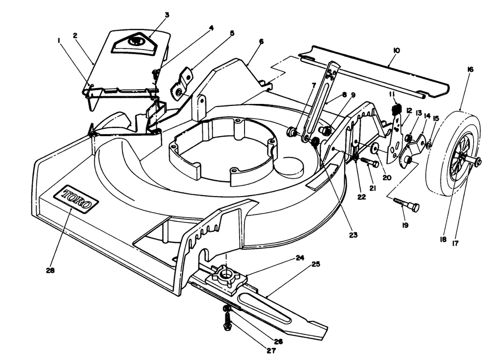 Housing Assembly Diagram and Parts List for 16785 1000001 - 1999999 Toro Lawn Mower