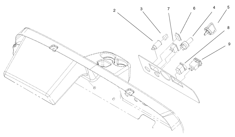 Dash Assembly Diagram and Parts List for 12003 220000001 - 220999999 Toro Lawn Tractor