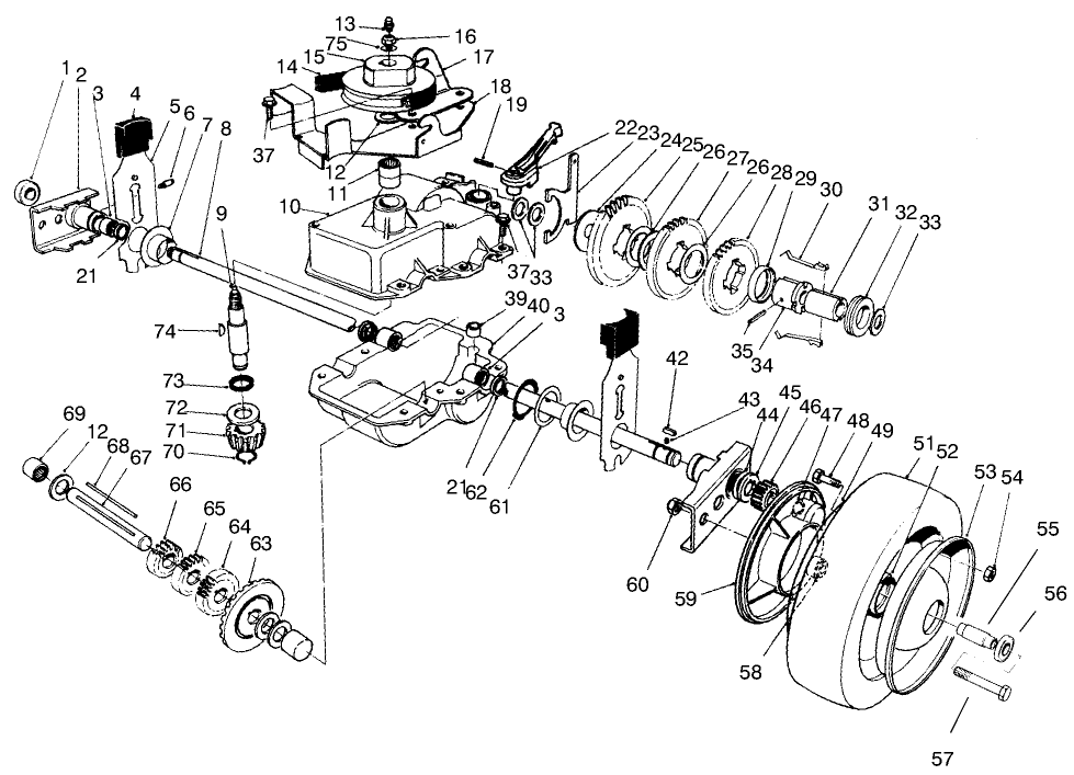 Gear Case Assembly Diagram and Parts List for 22045B 6900001 - 6999999 Toro Lawn Mower
