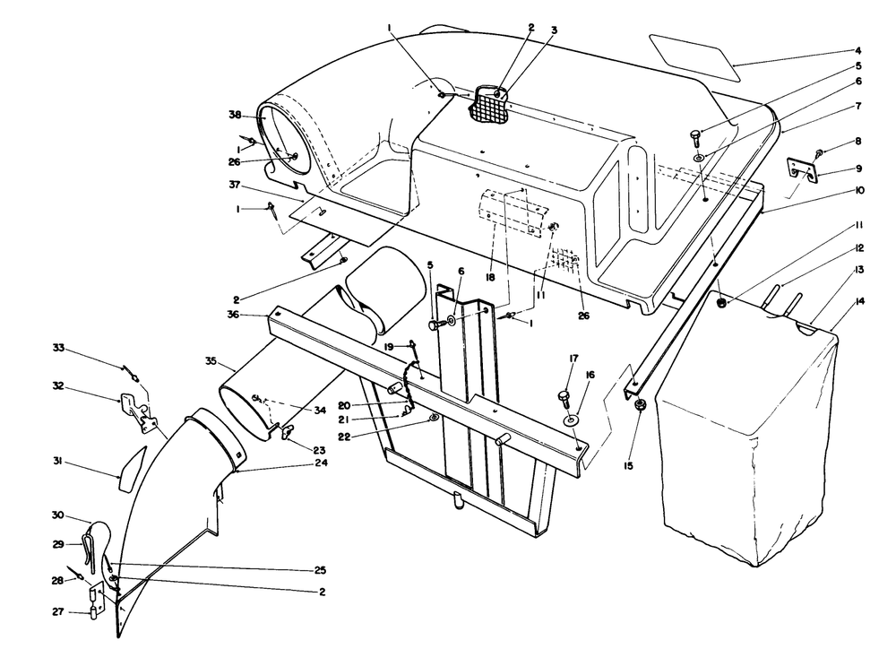 Twin Bagger Grass Catcher Model No. 59184 (Optional) Diagram and Parts List for 57400 8000001 - 8999999 Toro Lawn Tractor