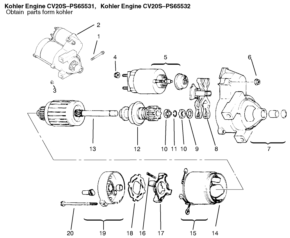 Starting System Diagram and Parts List for 72115 9900001 - 9999999 Toro Lawn Tractor