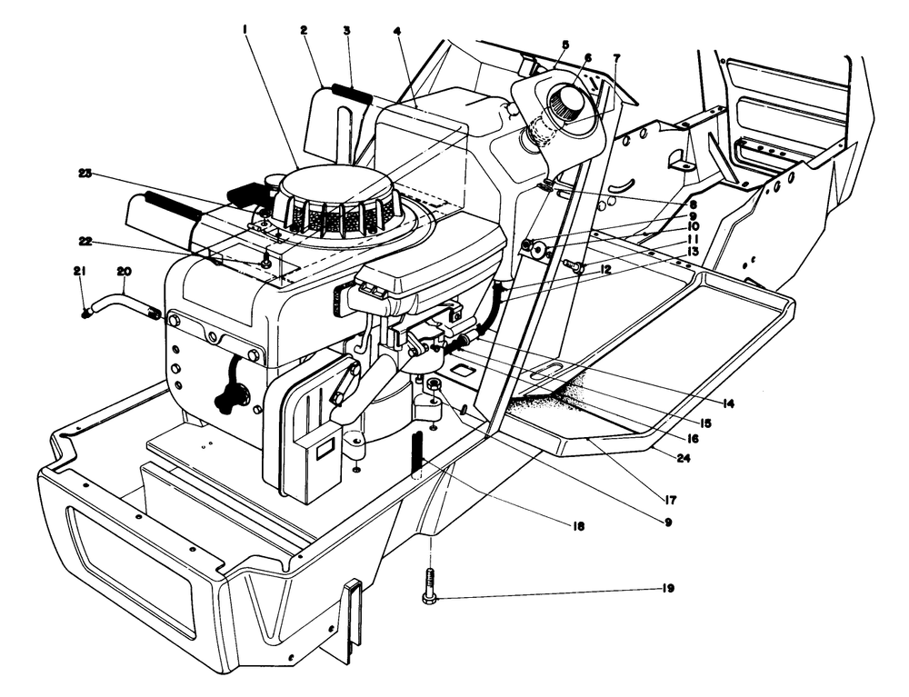 Engine Assembly Diagram and Parts List for 57305 8000001 - 8999999 Toro Lawn Tractor