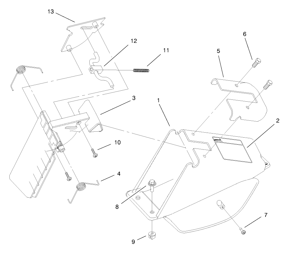Discharge Chute Assembly Diagram and Parts List for 20445 7900001 - 7999999 Toro Lawn Mower