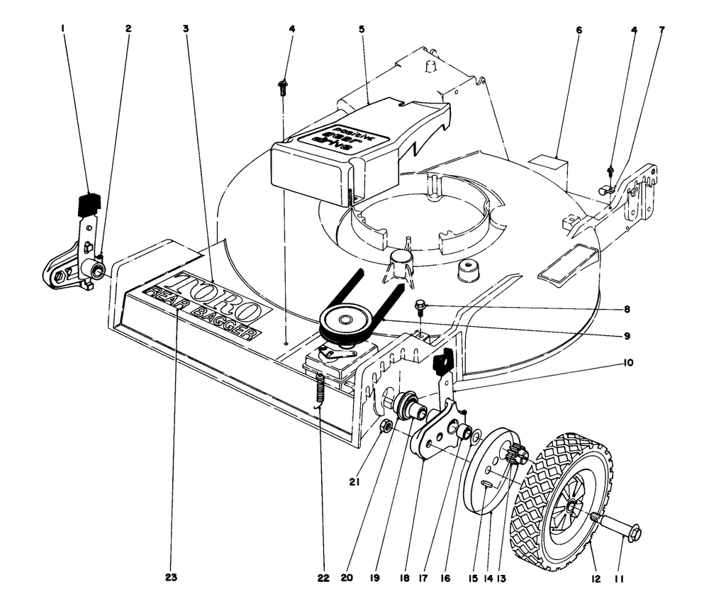 Front Wheel & Pivot Arm Assembly Diagram and Parts List for 20755 1000001 - 1999999 Toro Lawn Mower