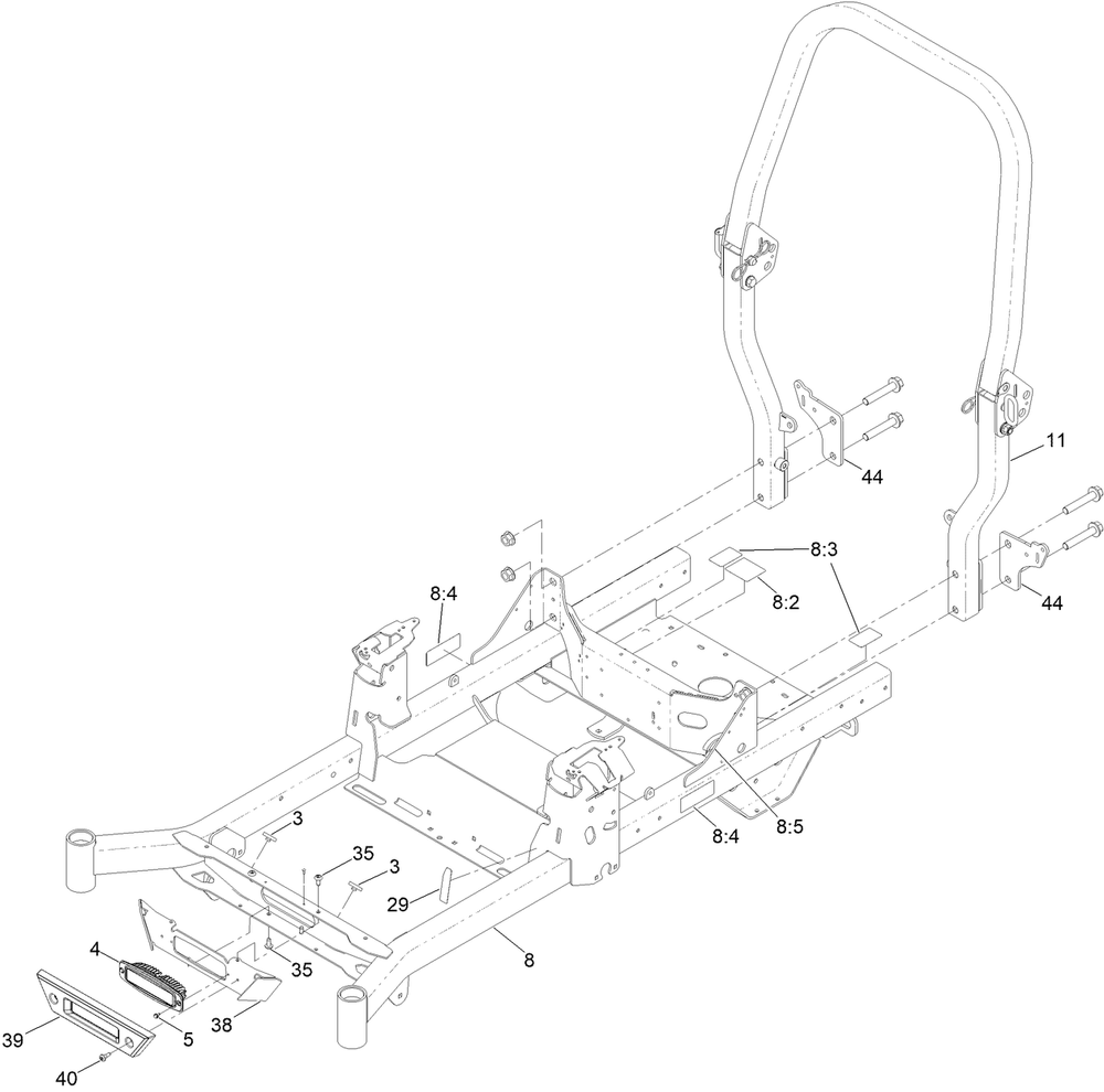 Frame Assembly Diagram and Parts List for 77290 410200000-999999999 Toro Lawn Tractor