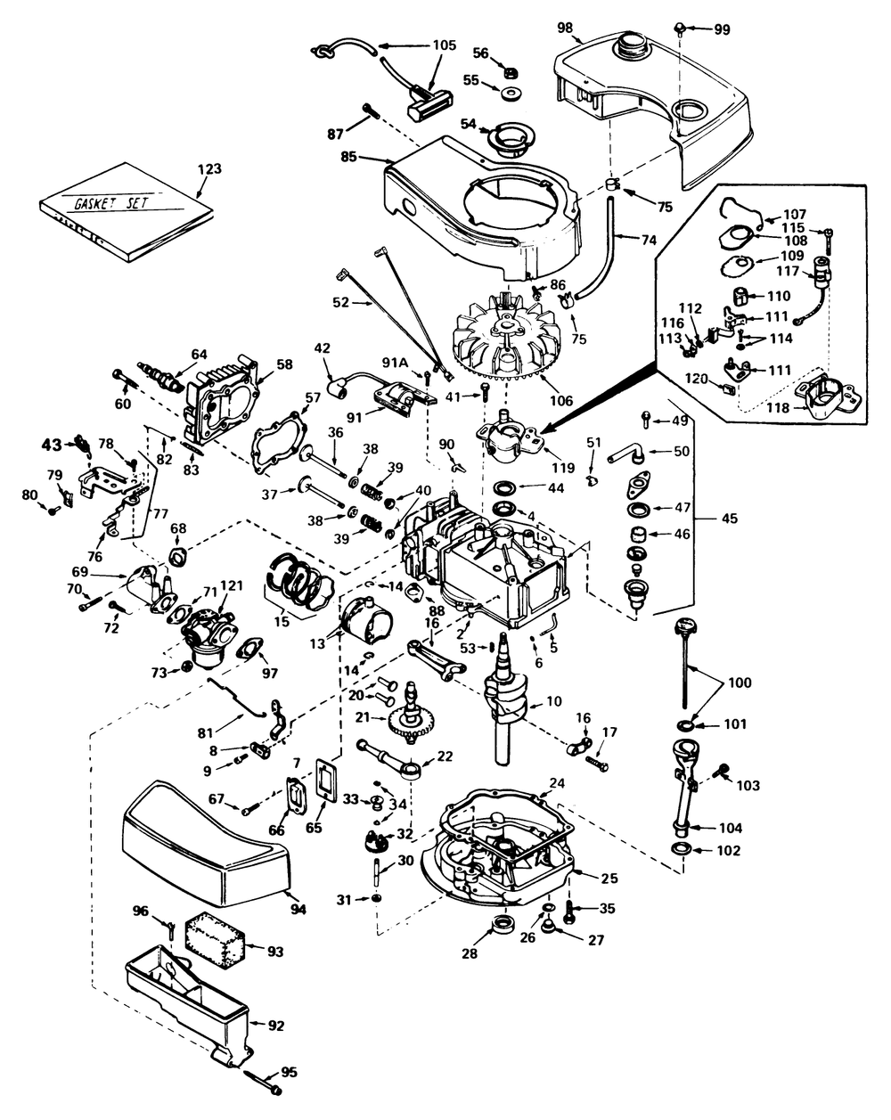 Engine Tecumseh Model No. Tnt 100-10061c Diagram and Parts List for 20790 9000001 - 9999999 Toro Lawn Mower