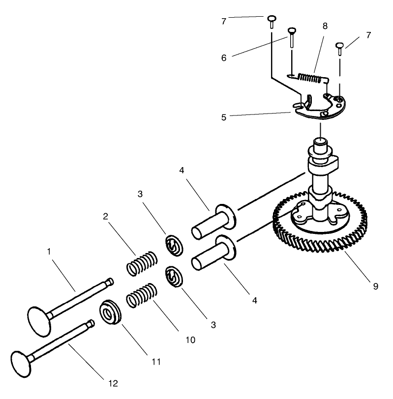 Valve/Camshaft Kawasaki Model B400v Type R300 Diagram and Parts List for 30167 790001 - 799999 Toro Lawn Tractor Accessories