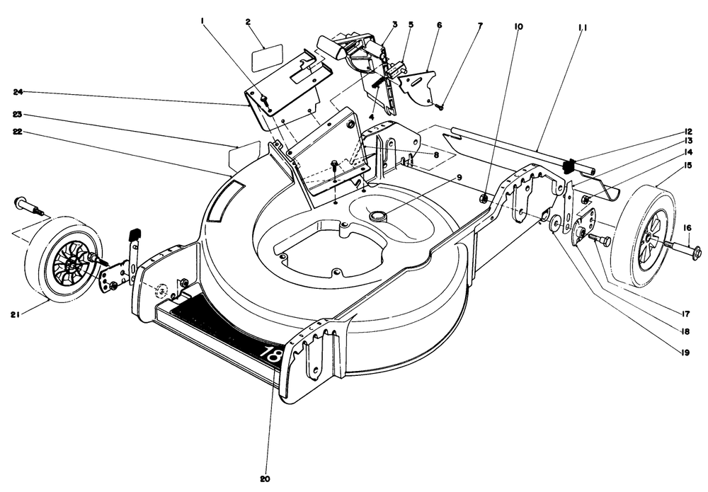 Housing Assembly Diagram and Parts List for 20698 1000001 - 1999999 Toro Lawn Mower