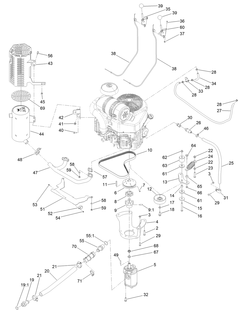 Engine Assembly Diagram and Parts List for 23208 414500000 - 999999999 Toro Stump Grinder