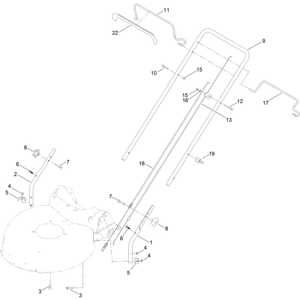 Handle Assembly Diagram and Parts List for 21750 407300000 - 410999999 Toro Lawn Mower