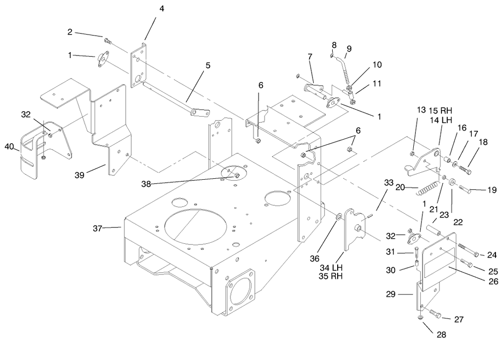 Pivot & Linkage Diagram and Parts List for 30187 795001 - 799999 Toro Lawn Tractor Accessories