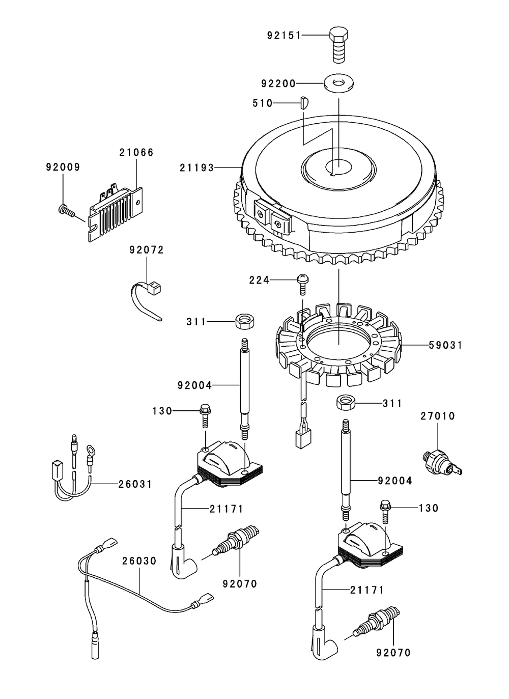 Electric Equipment Assembly Diagram and Parts List for 74558 (290000001-290000209)(2009) Toro Lawn Mower