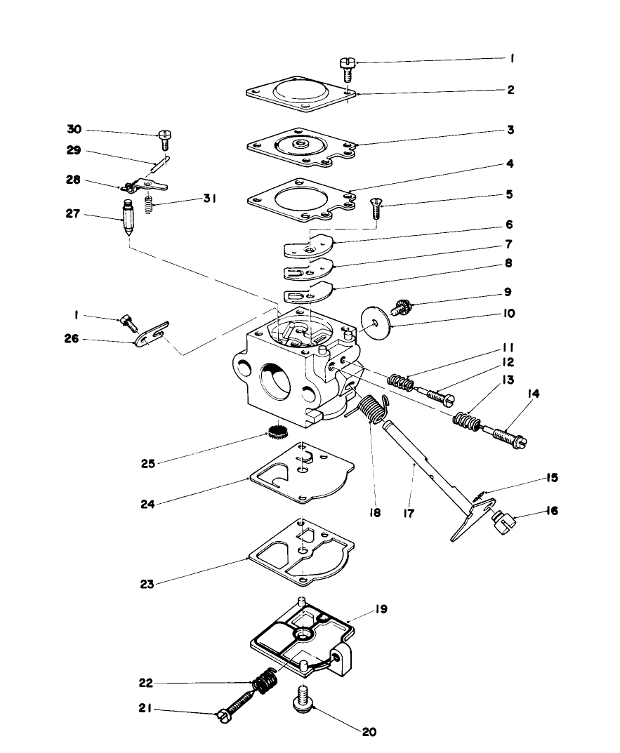 Carburetor Assembly Diagram and Parts List for 30940 4000001 - 4999999 Toro Leaf Blower / Vacuum