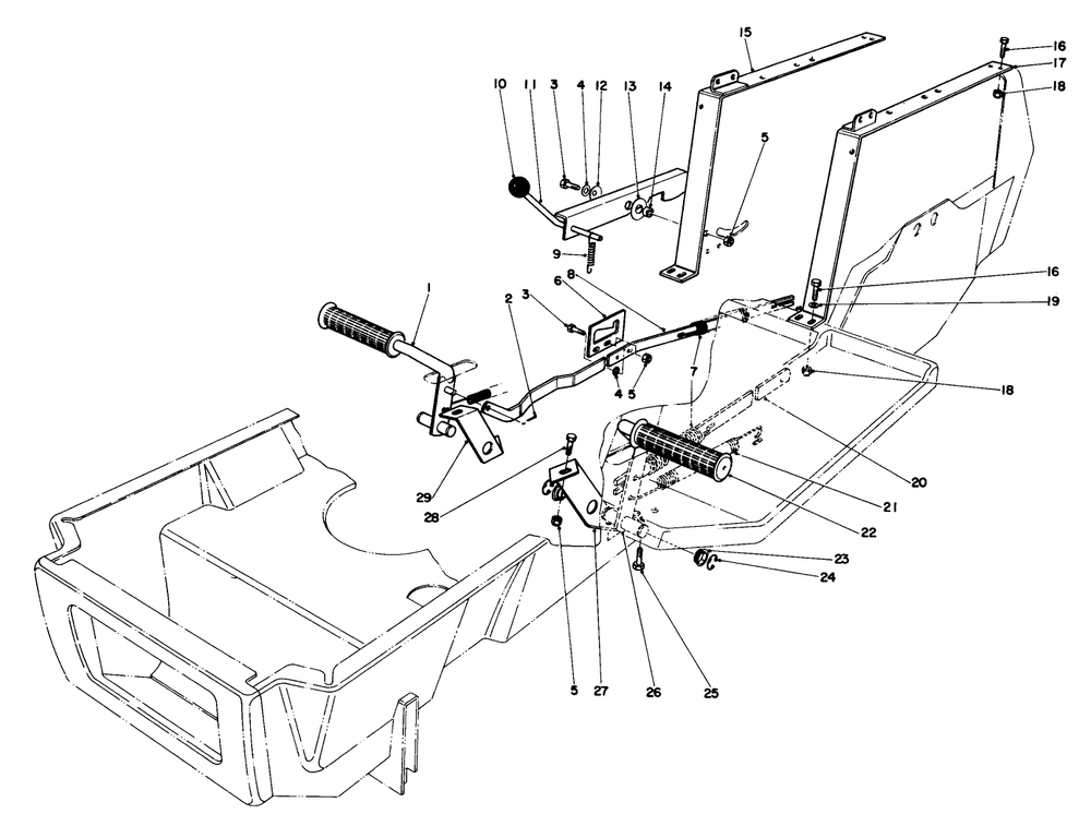 Brake & Clutch Pedal Assembly Diagram and Parts List for 57356 8000001 - 8999999 Toro Lawn Tractor