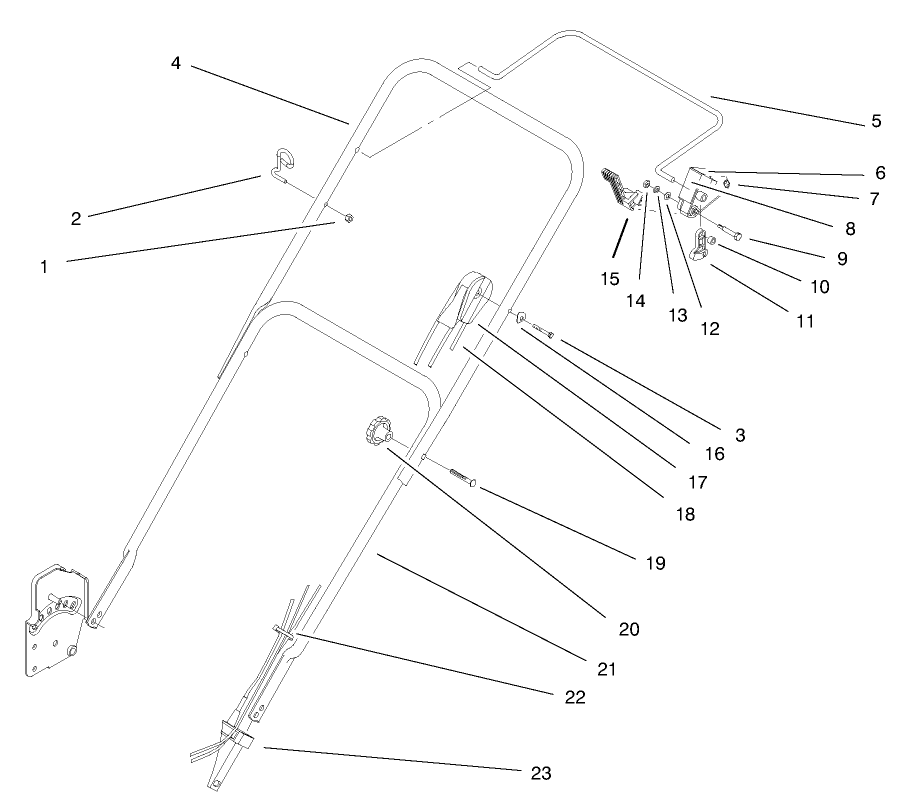 Handle Assembly Diagram and Parts List for 20457 7900001 - 7999999 Toro Lawn Mower