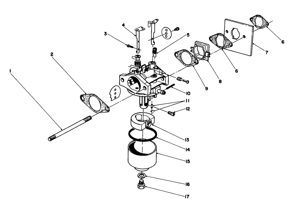 Carburetor Assembly Diagram and Parts List for 20747 5000001 - 5999999 Toro Lawn Mower