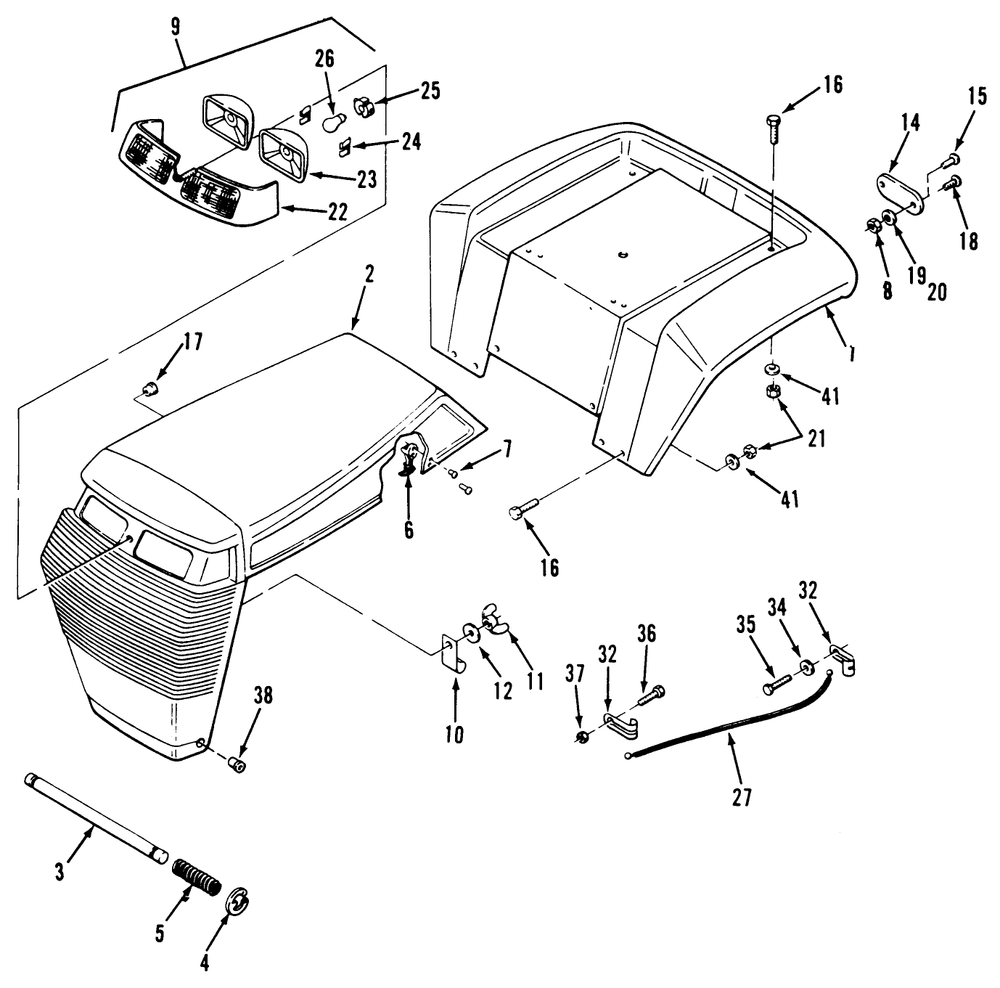 Body Assembly Diagram and Parts List for 32-12B5A2 1000001 - 1999999 Toro Lawn Tractor