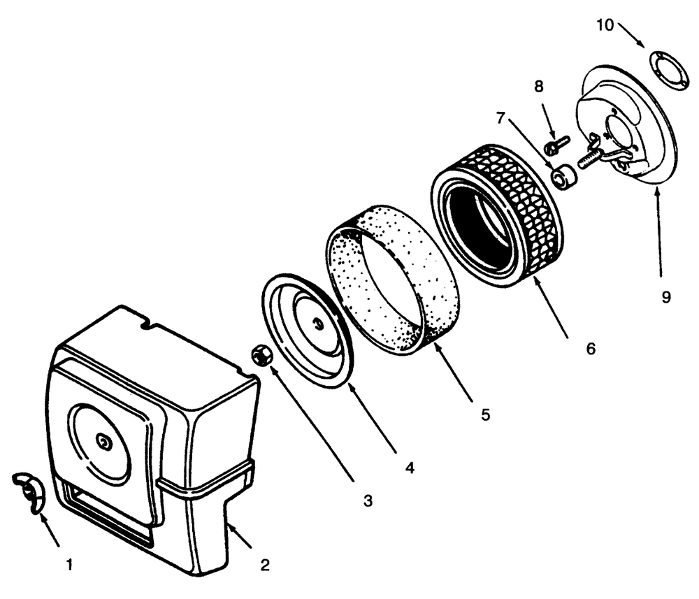 Air Intake Diagram and Parts List for 73401 5901261 - 5999999 Toro Lawn Tractor