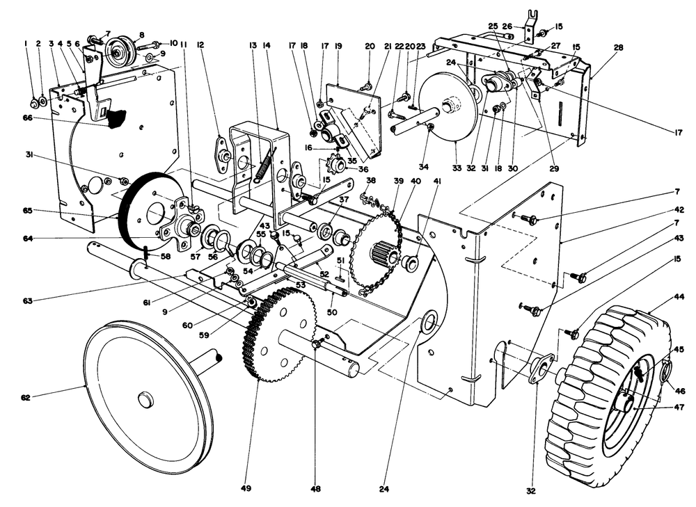 Traction Assembly Diagram and Parts List for 38045 4000001 - 4999999 Toro Snow Blower