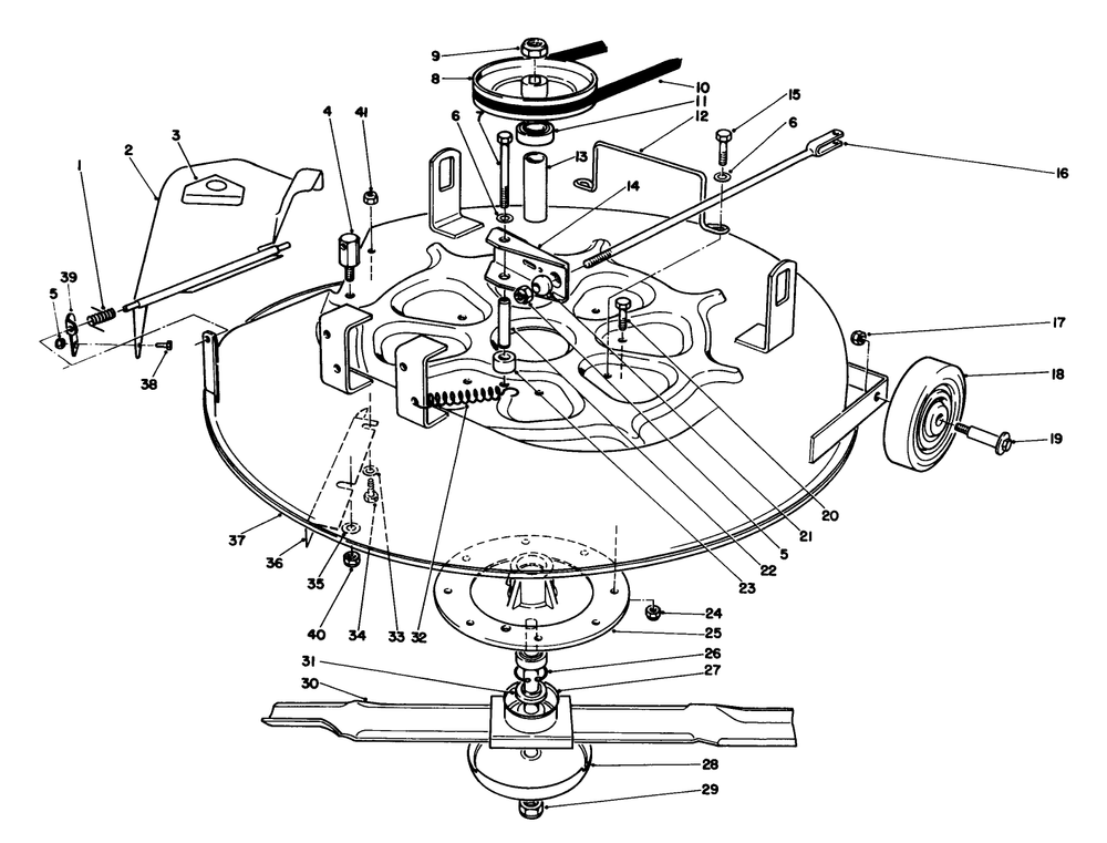 Cutting Unit Assembly Diagram and Parts List for 56127 8000001 - 8999999 Toro Lawn Tractor