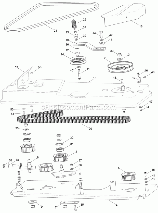 Cutting Drive System Assembly Diagram and Parts List for 74585 316000001-316999999 Toro Lawn Mower