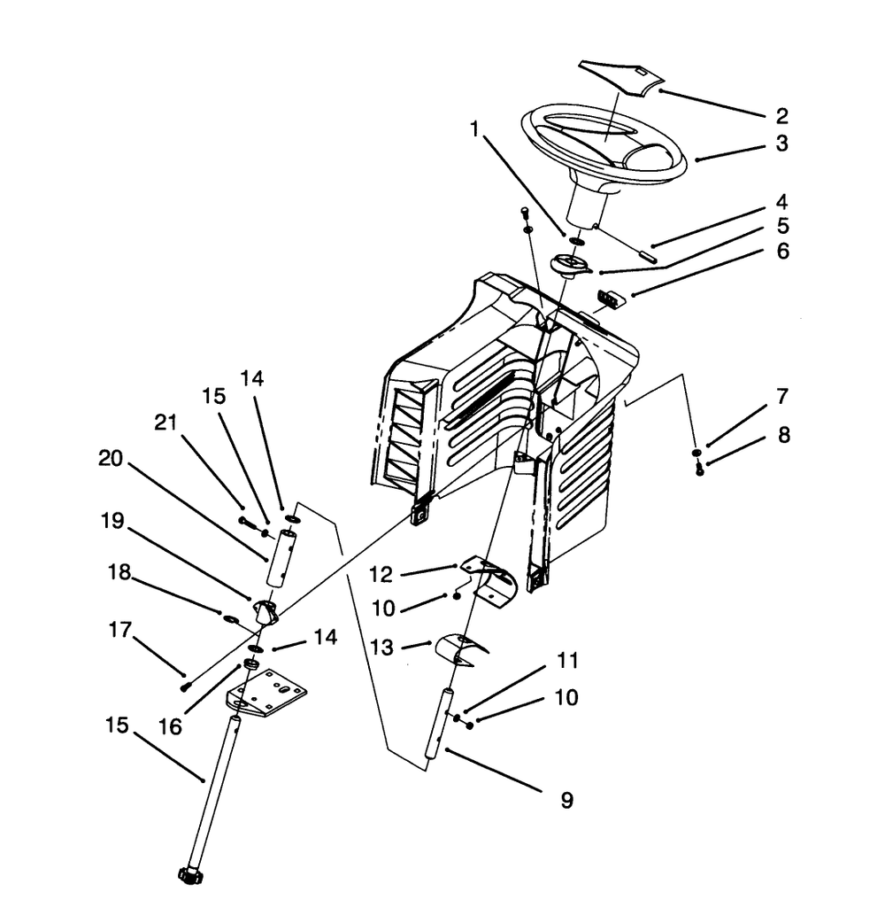 Steering Assembly Diagram and Parts List for 71191 4900001 - 4999999 Toro Lawn Tractor