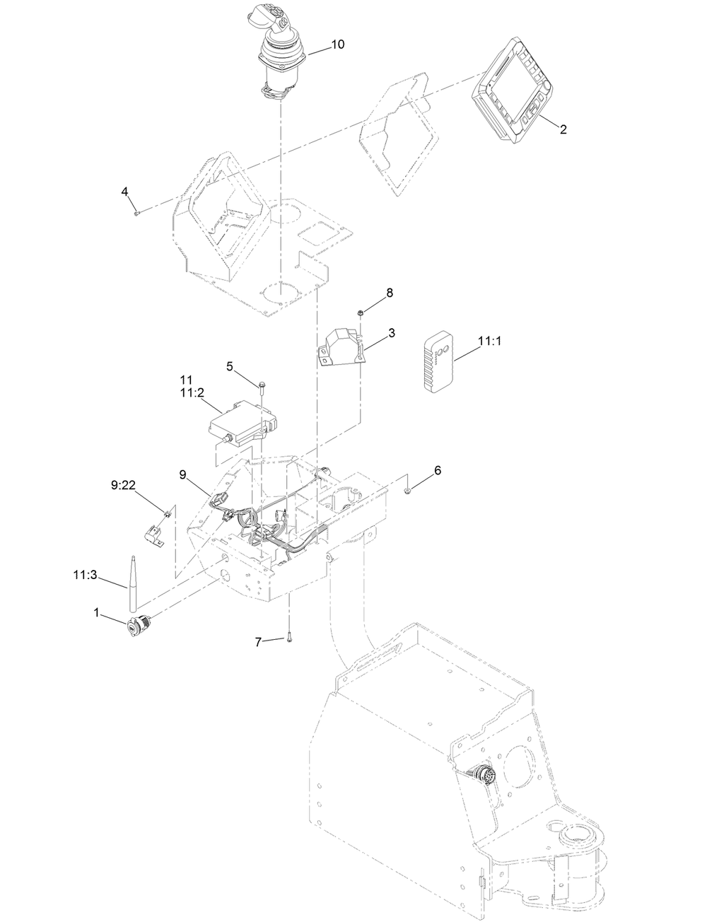 Right Console Operator Controls Assembly Diagram and Parts List for 23803 400000000 - 999999999 Toro Lawn Tractor Accessories
