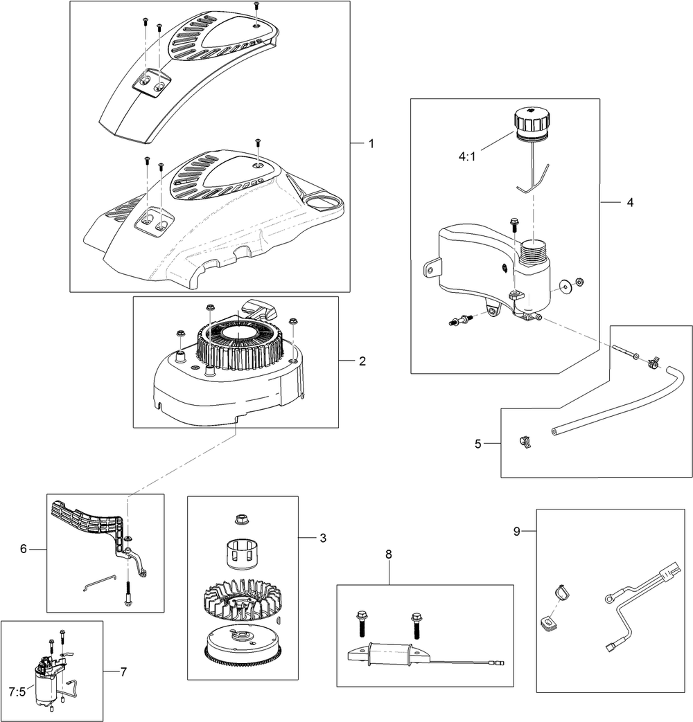 Shroud, Flywheel And Fuel Tank Assembly Diagram and Parts List for 20838 401700000 - 409999999 Toro Lawn Mower