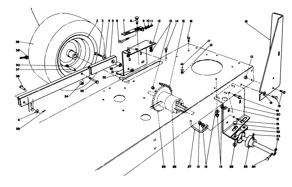 Rear Axle Assembly Diagram and Parts List for 56175 8000001 - 8999999 Toro Lawn Tractor