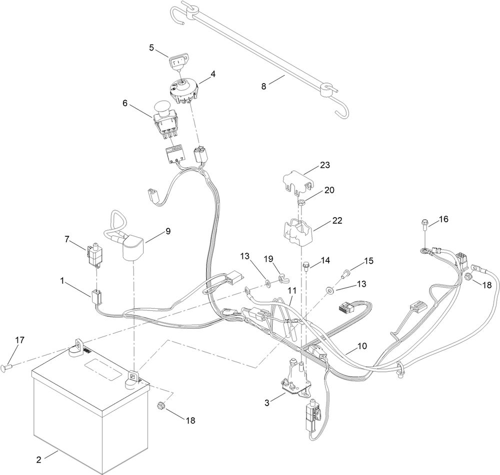Electrical Assembly Diagram and Parts List for 74677 400000000 - 999999999 Toro Lawn Tractor