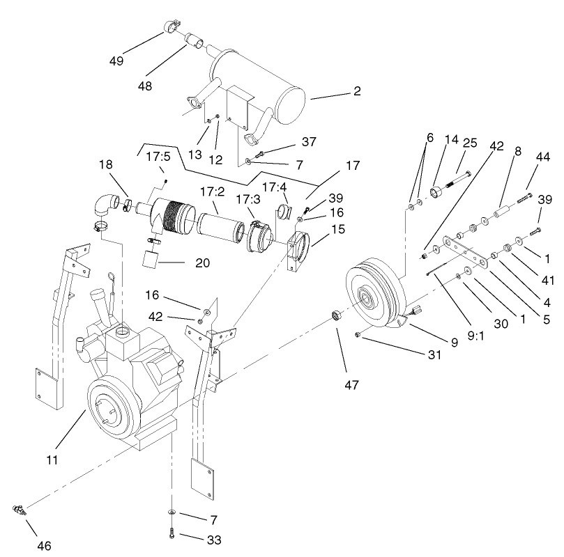 Engine Assembly 2 Diagram and Parts List for 74214 (220000001-220999999)(2002) Toro Lawn Mower
