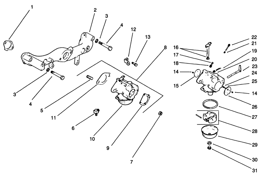 Carburetor-Kohler Engine Model No. Mv18s-Type 58543 Diagram and Parts List for 30190 10000001 - 19999999 Toro Lawn Tractor Accessories