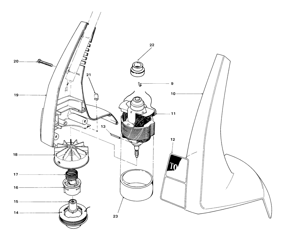 Motor And Housing Assembly Diagram and Parts List for 51225 0000001 - 0999999 Toro Trimmer