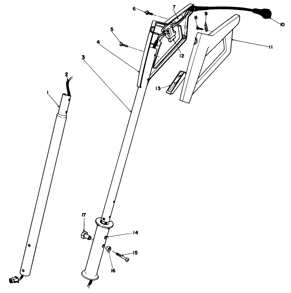 Handle Assembly Diagram and Parts List for 38315 1000001 - 1999999 Toro Snow Blower
