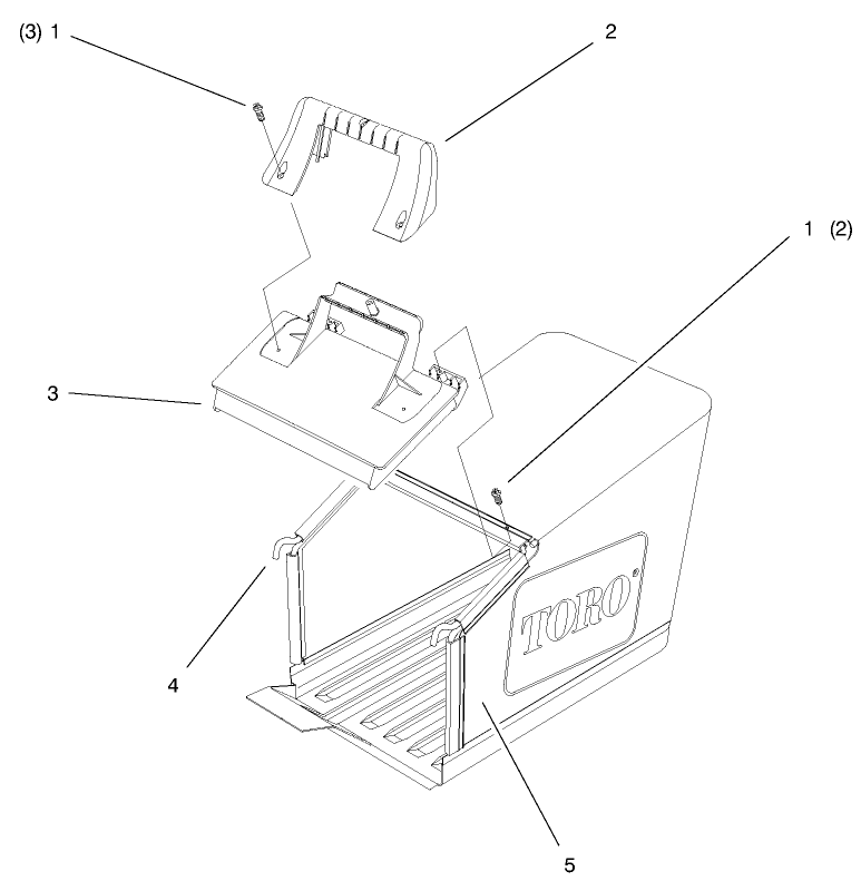 Grass Bag Assembly Diagram and Parts List for 26638 9900001 - 9999999 Toro Lawn Mower