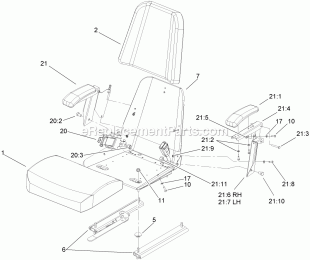 Seat Assembly No. 110-5737 Diagram and Parts List for 74237 270000001-270999999 Toro Lawn Mower